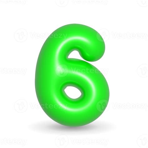 Number Six Green Balloon 3d illustration. Realistic design element for ...