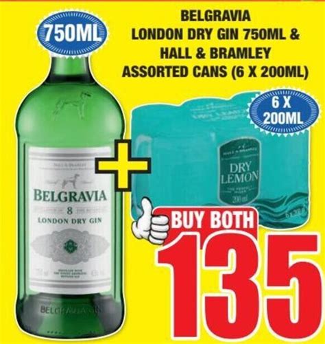 Belgravia London Dry Gin 750ml And Hall And Bramley Assorted Cans 6 X