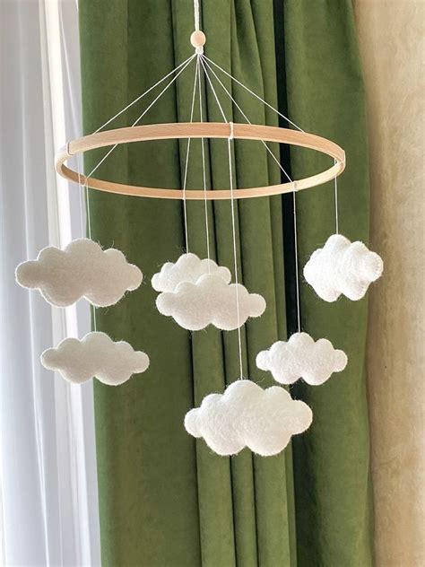 Ebingmima Baby Mobile For Crib Boho Crib Mobile Felt Cloud Mobile