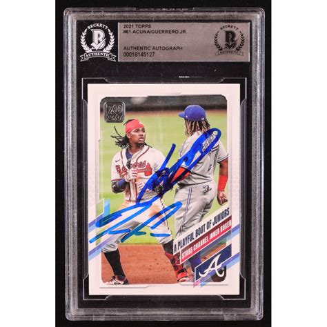 Ronald Acuna Jr Vladimir Guerrero Jr Signed 2021 Topps 61 A