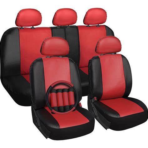 Oxgord 10 Piece Set Faux Leatherauto Seat Covers Set Airbag Compatible 5050 Or 6040 Rear