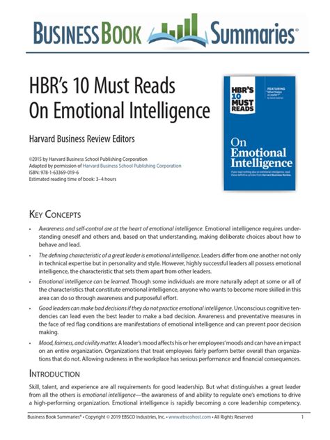 Hbrs 10 Must Reads On Emotional Intelligence Harvard Business Review Editors Emotional