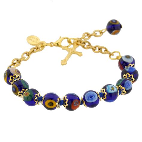 Murano Bracelets Murano Mosaic Rosary Bracelet Navy Blue