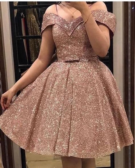 Rose Gold Off The Shoulder Short Prom Dresses Puffy Prom Dresses Short Gold Dress Short Rose