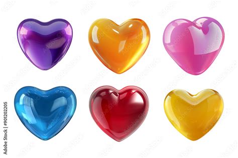 fruit jelly hearts set isolated  colors jelly candy heart