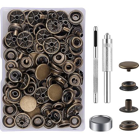 WOWOSS 50Pcs Bouton Pression Métal 9Pcs Outil de Fixation pour Cuir