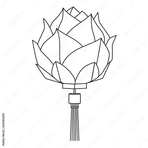 Line art black and white chinese lotus lantern Stock Vector | Adobe Stock