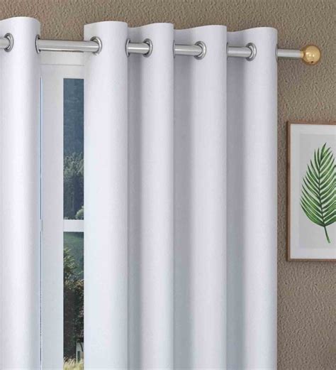 Buy White Solid Polyester Ft Blackout Eyelet Window Curtains Set Of