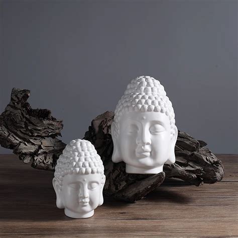 White Ceramic Buddha Head Statue Decor Ornamentsornamentsornamental