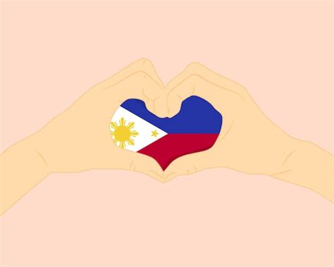 Premium Vector | Philippines flag with two hands heart shape express love or affection concept