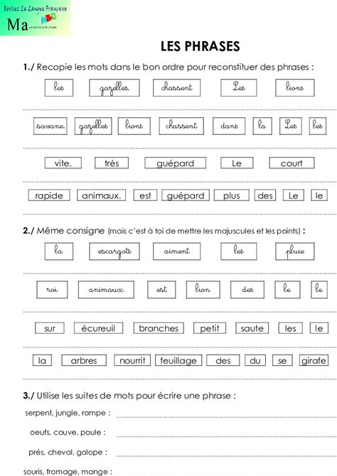 Ma Revision Phrases Grammaire Ma Revision