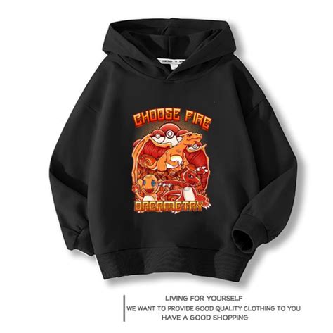 Anime Poké-mon Hoodie, Classic Charizard Pattern Sweatshirt, [erfect