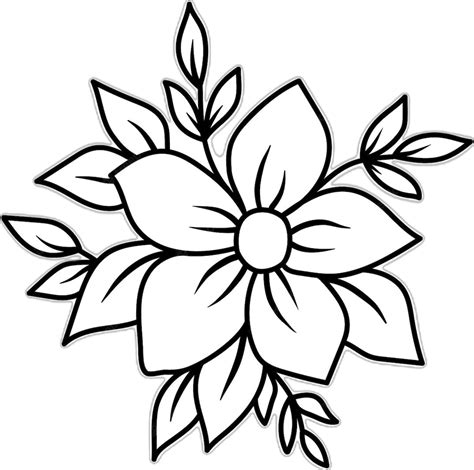 simple sketch   flower  leaves vector illustration outline hand