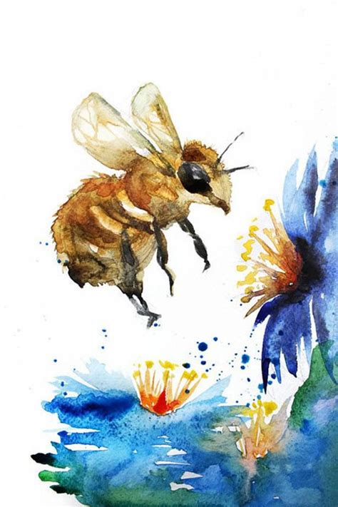 Bee Watercolor Original Bumblebee Watercolor Watercolor Etsy