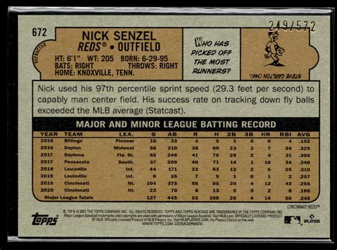 Topps Heritage Thc Nick Senzel Chrome Refractor Ebay