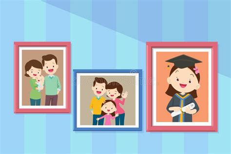 Graduation Student Girl Growing Happy in Photo Frame with Family Stock ...