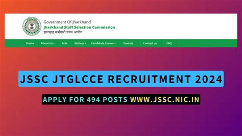 JSSC JTGLCCE Recruitment 2024 Apply For 494 Posts Selection