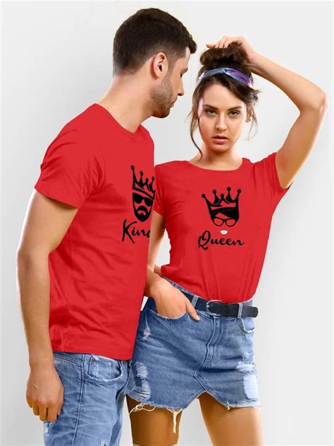 Half Sleeve King Queen Printed Couple T Shirt Casual Wear At Rs 170