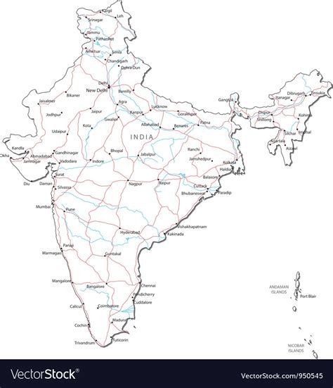 Black & White Map Of India - Guinna Hyacinthia