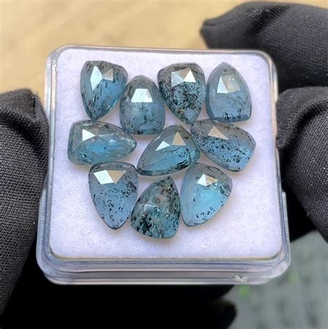 Stunning Teal Kyanite Rose Cut Shield Shape Top Quality 7X10 MM 10