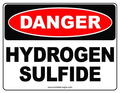 Danger Hydrogen Sulfide Printable Sign Printable Signs