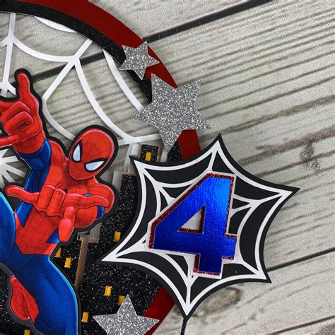 Marvel Spider Man Birthday Cake Topper Spiderman Themed Etsy