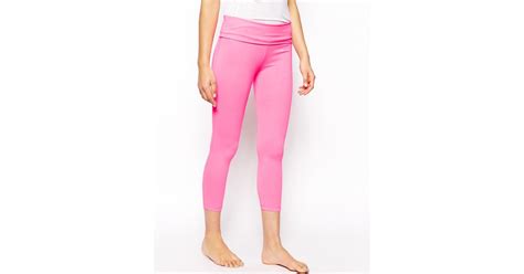 Lyst Asos Fold Over Cropped Leggings In Pink