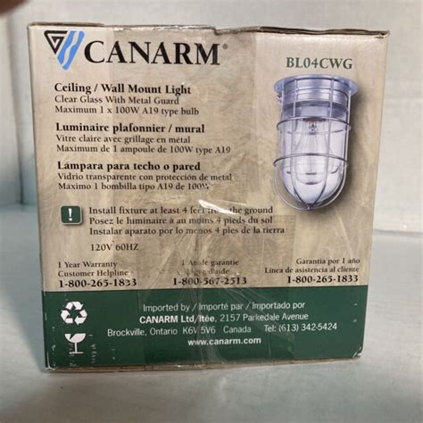 Canarm Ceilingwall Barn Light With Cage 120v Model Bl04cwg For Sale