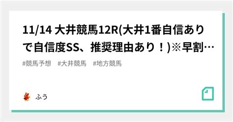 1114 大井競馬12r大井1番自信ありで自信度ss🔥、推奨理由あり！※早割20部完売御礼 ｜ふう