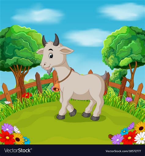 Cartoon Happy Goat Smile In The Farm Royalty Free Vector