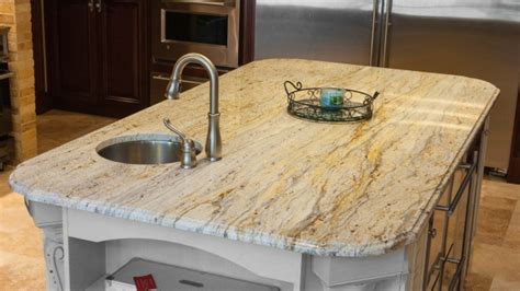 Colonial Gold Granite Kitchen With Multi Layer Island Marble