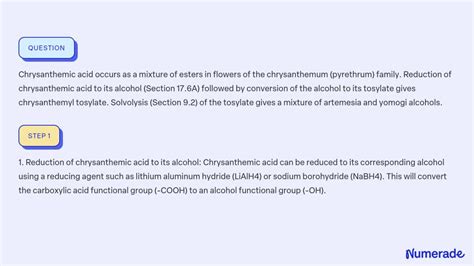 solvedchrysanthemic acid occurs   mixture  esters  flowers