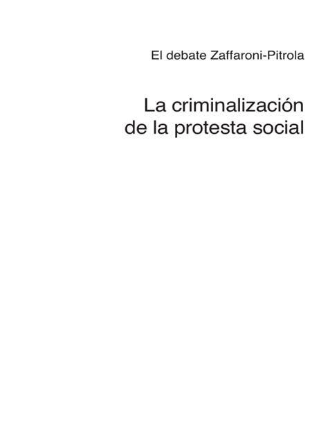 La Criminalizaci N De La Protesta Social