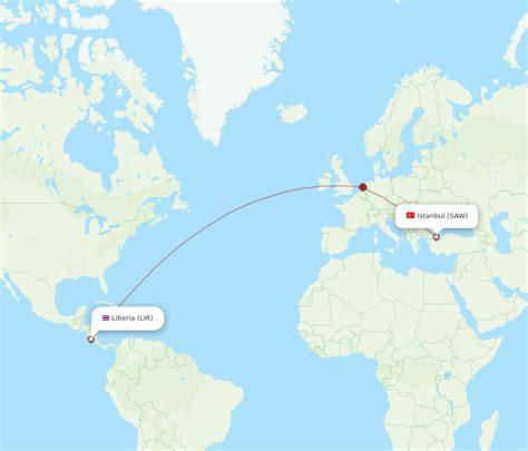 All Flight Routes From Istanbul To Guanacaste Saw To Lir Flight Routes