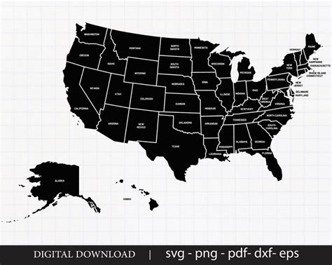 Usa Map Svg Files Usa Map Bundle Svg 50 States Svg Bundle Etsy Canada