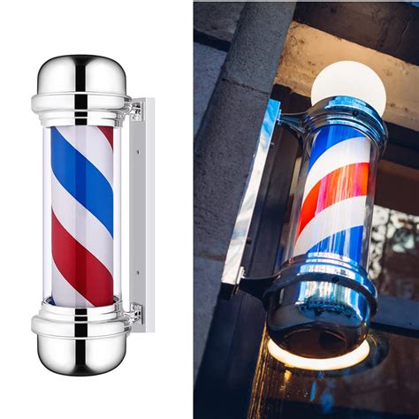 Buy Led Barbers Pole 28 Inch Red White Blue Stripes Rotating Illuminating Salon Shop Sign