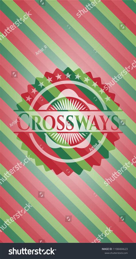 Crossways Christmas Colors Emblem Stock Vector Royalty Free