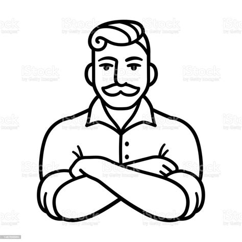 Vintage Mustached Man Logo Stock Illustration Download Image Now