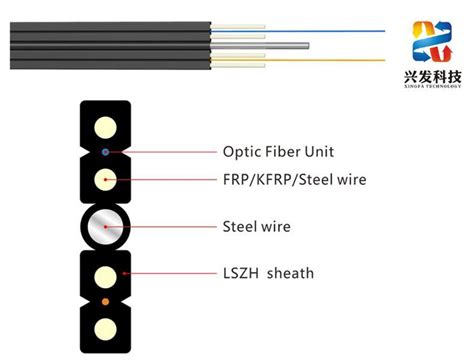 Oem Lszh Frp Steel Optical Core Flat Ftth Indoor Outdoor Drop