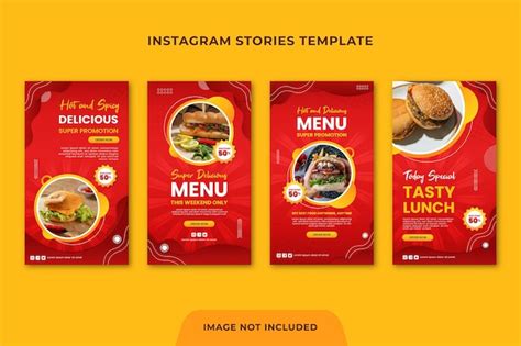 Premium Vector | Burger menu and food spicy instagram stories