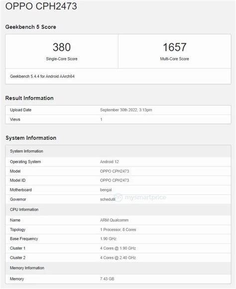 Oppo A77 Visto En Geekbench Con Snapdragon 680 Soc 8 Gb De Ram