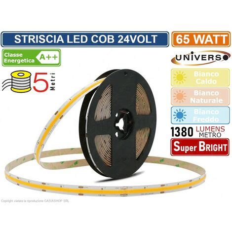 Striscia Strip Led Cob Monocolore W Lumen Dc V Bobina Da