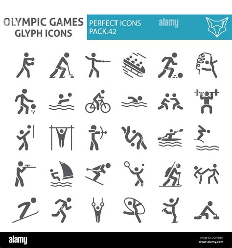 Olympische Spiele Glyphe Icon Set Sport Symbole Sammlung Vektor