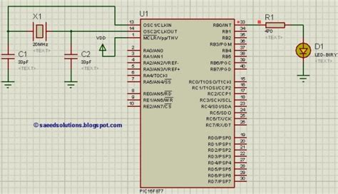 Pic16f877 Led Blinking Code And Proteus Simulation