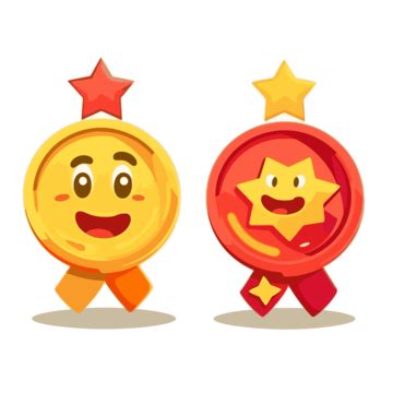 Conjunto De Clipart De Medalha De Duas Medalhas Um Rosto Sorridente