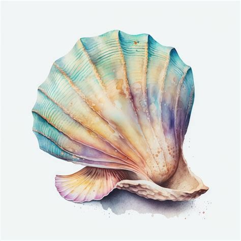 Premium Photo | Watercolor seashell isolated ocean sea shell drawing ...