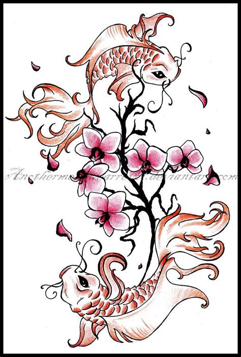 Koi Fish Cherry Blossom Tattoo Designs : Women Back Cover Up With ...