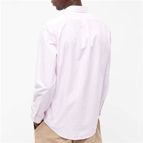 Polo Ralph Lauren Striped Button Down Oxford Shirt Rose Pink And White