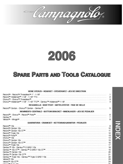 2006 Campagnolo Spare Parts Catalog PDF | PDF | Adventure Travel | Human Powered Transport