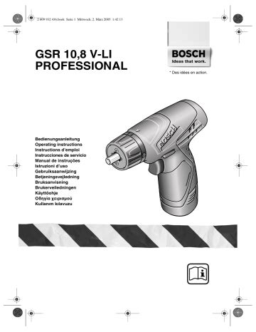 Bosch GSR 10 8 V LI PROFESSIONAL Instrucciones De Servicio Manualzz